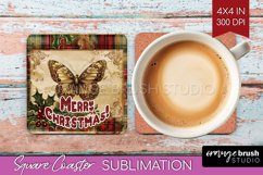 Vintage Christmas Square Coaster - Xmas Coaster Sublimation Product Image 1