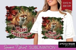 Vintage Christmas Sublimation, Xmas Square Tshirt Background Product Image 1