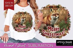 Vintage Christmas Sublimation, Xmas Round Tshirt Background Product Image 1