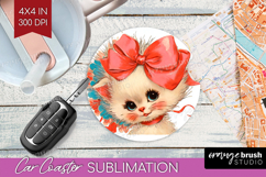 Vintage Valentines Day Car Coaster - Retro Animal Coaster Product Image 1