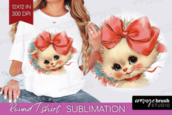 Vintage Valentines Day Round Tshirt Background - Retro PNG Product Image 1