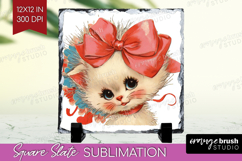 Vintage Valentines Day Slate PNG - Retro Animal Square Slate Product Image 1