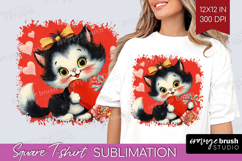 Vintage Valentines Day Square Tshirt Background - Retro PNG Product Image 1