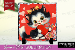 Vintage Valentines Day Slate PNG - Retro Animal Square Slate Product Image 1