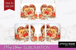 Vintage Valentines Day Mug Wrap - Retro Animal Mug PNG Product Image 1