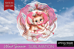 Vintage Valentines Day Wind Spinner Sublimation PNG - Retro Product Image 1