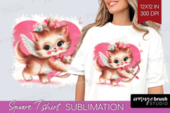 Vintage Valentines Day Square Tshirt Background - Retro PNG Product Image 1