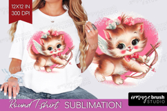 Vintage Valentines Day Round Tshirt Background - Retro PNG Product Image 1