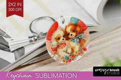 Vintage Valentines Day Keychain PNG - Retro Animal Keychain Product Image 1