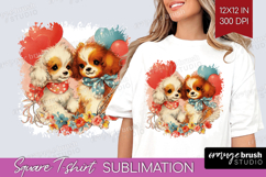 Vintage Valentines Day Square Tshirt Background - Retro PNG Product Image 1