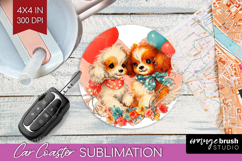 Vintage Valentines Day Car Coaster - Retro Animal Coaster Product Image 1