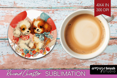 Vintage Valentines Day Round Coaster - Retro Animal Coaster Product Image 1