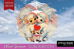 Vintage Valentines Day Wind Spinner Sublimation PNG - Retro Product Image 1