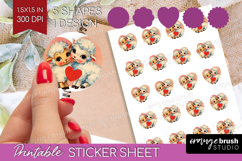 Vintage Valentines Day Round Sticker - Retro Animal Sticker Product Image 1