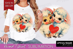 Vintage Valentines Day Round Tshirt Background - Retro PNG Product Image 1