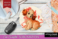 Vintage Valentines Day Car Coaster - Retro Animal Coaster Product Image 1