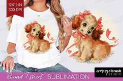 Vintage Valentines Day Round Tshirt Background - Retro PNG Product Image 1