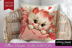 Vintage Valentines Day Pillow Sublimation - Retro Animal PNG Product Image 1