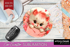 Vintage Valentines Day Car Coaster - Retro Animal Coaster Product Image 1