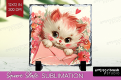 Vintage Valentines Day Slate PNG - Retro Animal Square Slate Product Image 1