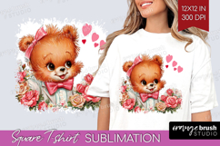 Vintage Valentines Day Square Tshirt Background - Retro PNG Product Image 1