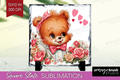 Vintage Valentines Day Slate PNG - Retro Animal Square Slate Product Image 1
