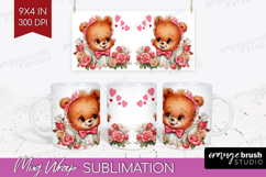 Vintage Valentines Day Mug Wrap - Retro Animal Mug PNG Product Image 1