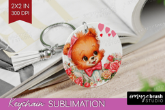 Vintage Valentines Day Keychain PNG - Retro Animal Keychain Product Image 1