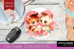 Vintage Valentines Day Car Coaster - Retro Animal Coaster Product Image 1