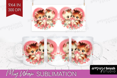 Vintage Valentines Day Mug Wrap - Retro Animal Mug PNG Product Image 1