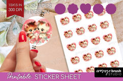 Vintage Valentines Day Round Sticker - Retro Animal Sticker Product Image 1