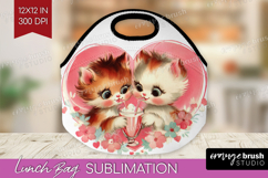 Vintage Valentines Day Lunch Bag - Retro Animal Lunch Bug Product Image 1