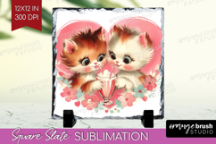 Vintage Valentines Day Slate PNG - Retro Animal Square Slate Product Image 1