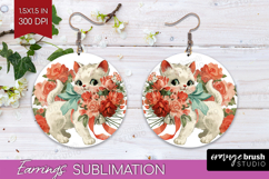 Vintage Valentines Day Round Earrings - Retro Animal PNG Product Image 1