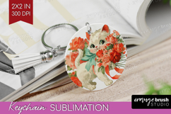 Vintage Valentines Day Keychain PNG - Retro Animal Keychain Product Image 1