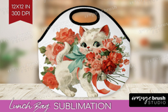 Vintage Valentines Day Lunch Bag - Retro Animal Lunch Bug Product Image 1