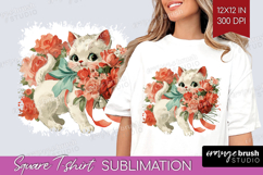 Vintage Valentines Day Square Tshirt Background - Retro PNG Product Image 1