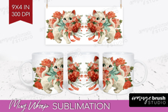 Vintage Valentines Day Mug Wrap - Retro Animal Mug PNG Product Image 1
