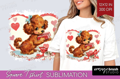 Vintage Valentines Day Square Tshirt Background - Retro PNG Product Image 1