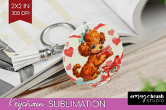 Vintage Valentines Day Keychain PNG - Retro Animal Keychain Product Image 1