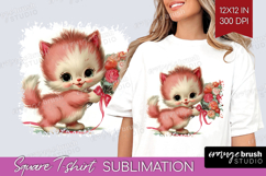 Vintage Valentines Day Square Tshirt Background - Retro PNG Product Image 1