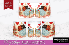 Vintage Valentines Day Mug Wrap - Retro Animal Mug PNG Product Image 1