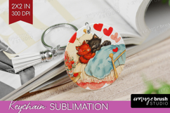 Vintage Valentines Day Keychain PNG - Retro Animal Keychain Product Image 1
