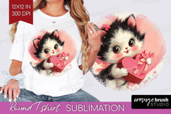 Vintage Valentines Day Round Tshirt Background - Retro PNG Product Image 1