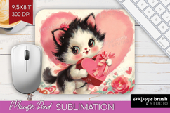 Vintage Valentines Day Mouse Pad Sublimation - Retro Animal Product Image 1