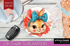 Vintage Valentines Day Car Coaster - Retro Animal Coaster Product Image 1