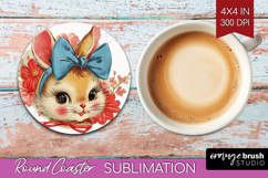 Vintage Valentines Day Round Coaster - Retro Animal Coaster Product Image 1