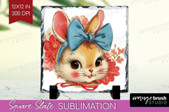 Vintage Valentines Day Slate PNG - Retro Animal Square Slate Product Image 1