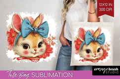 Vintage Valentines Day Tote Bag - Retro Animal Tote Bag PNG Product Image 1