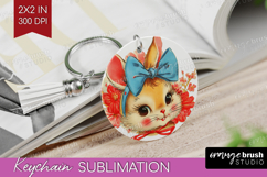 Vintage Valentines Day Keychain PNG - Retro Animal Keychain Product Image 1